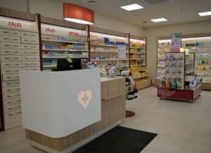 Ieviests jaunais SirdsAptieka zīmola interjera koncepts